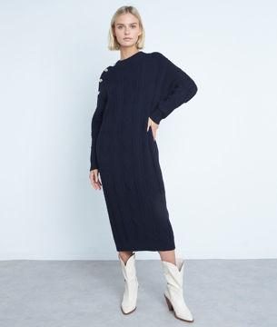 Picture of SUNSHINE NAVY BLUE, LONG, ECO-FRIENDLY VISCOSE DRESS